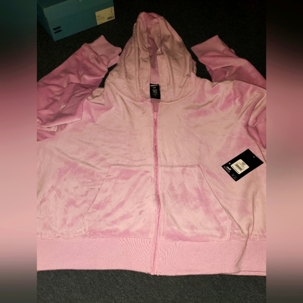 Womens Plus Crop Pink Sweatshirt